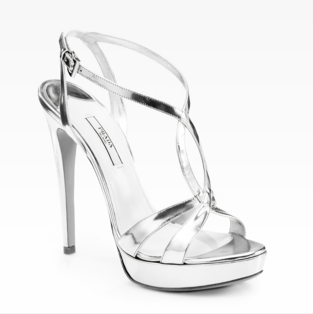 Metallic Leather Platform Sandals